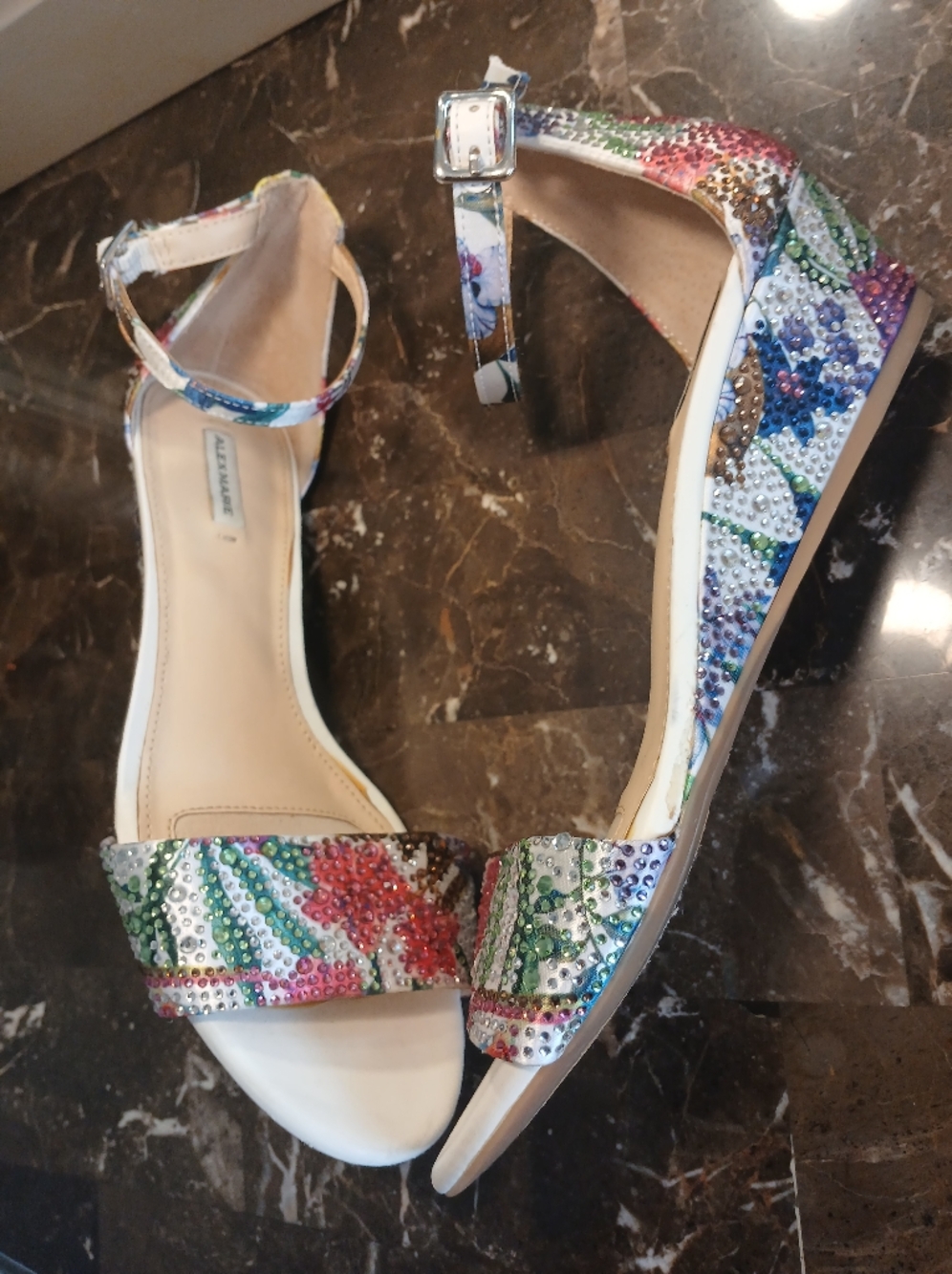 Alex Marie Multicolor Crystal-Embellished Ankle-Strap Flats - Picture 8 of 13